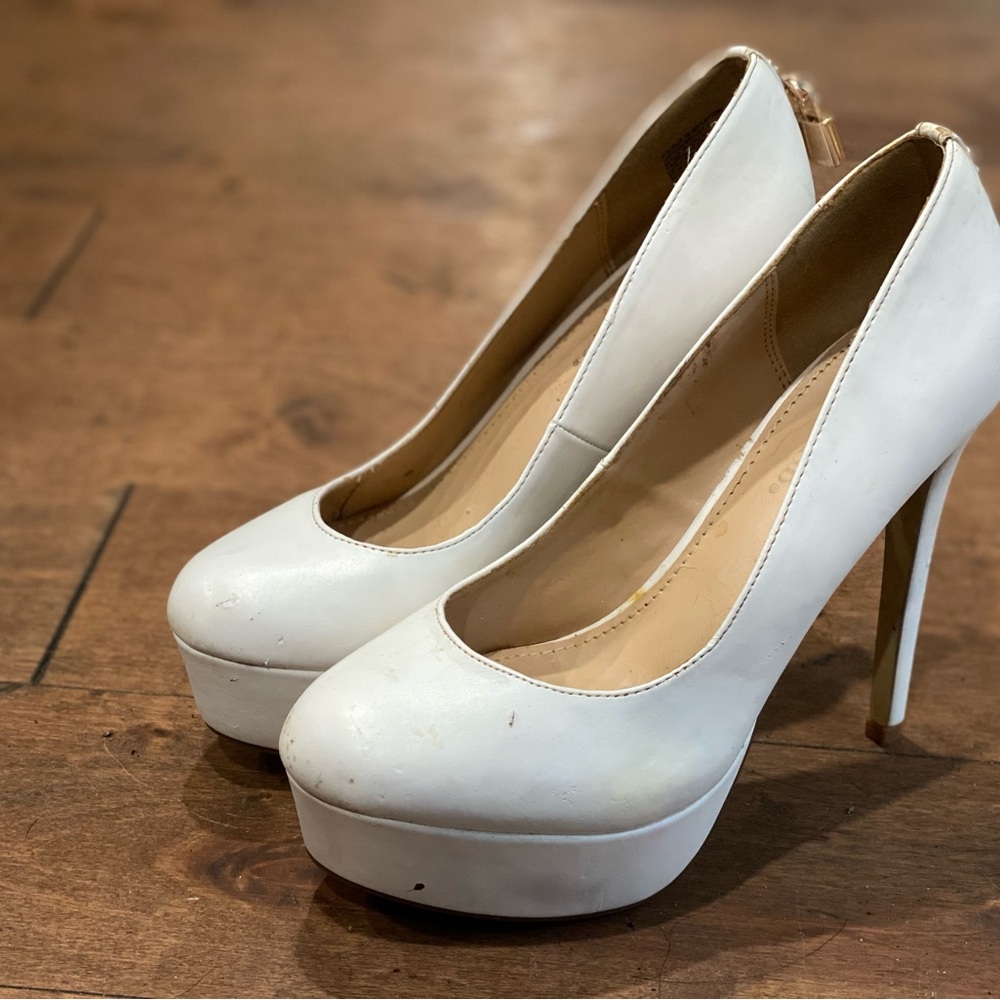 White Platform Heels with locks on back